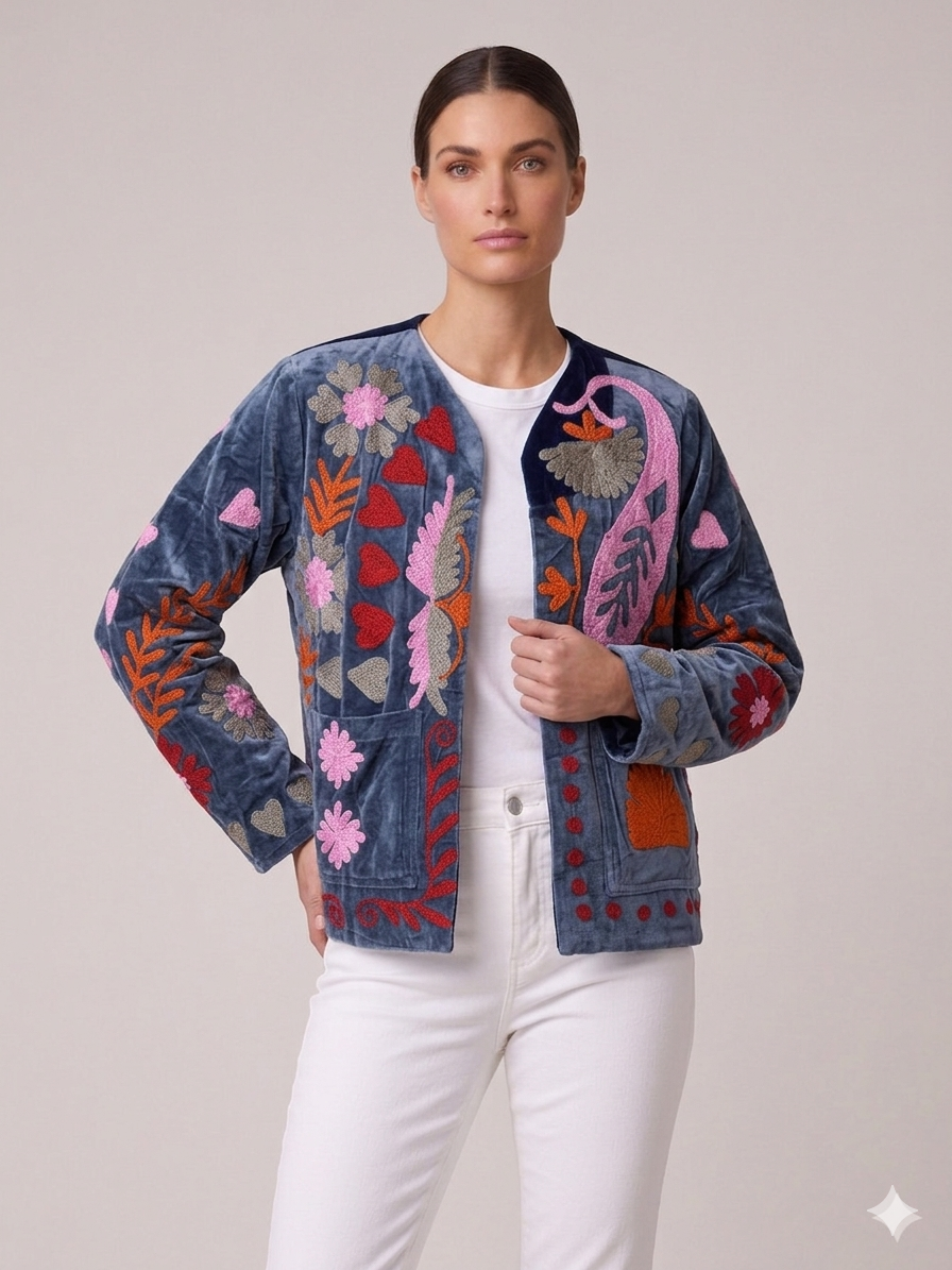 Chaqueta velvet bordada