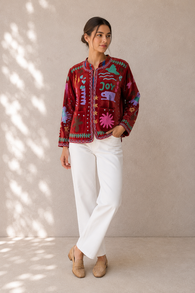 Chaqueta velvet bordada