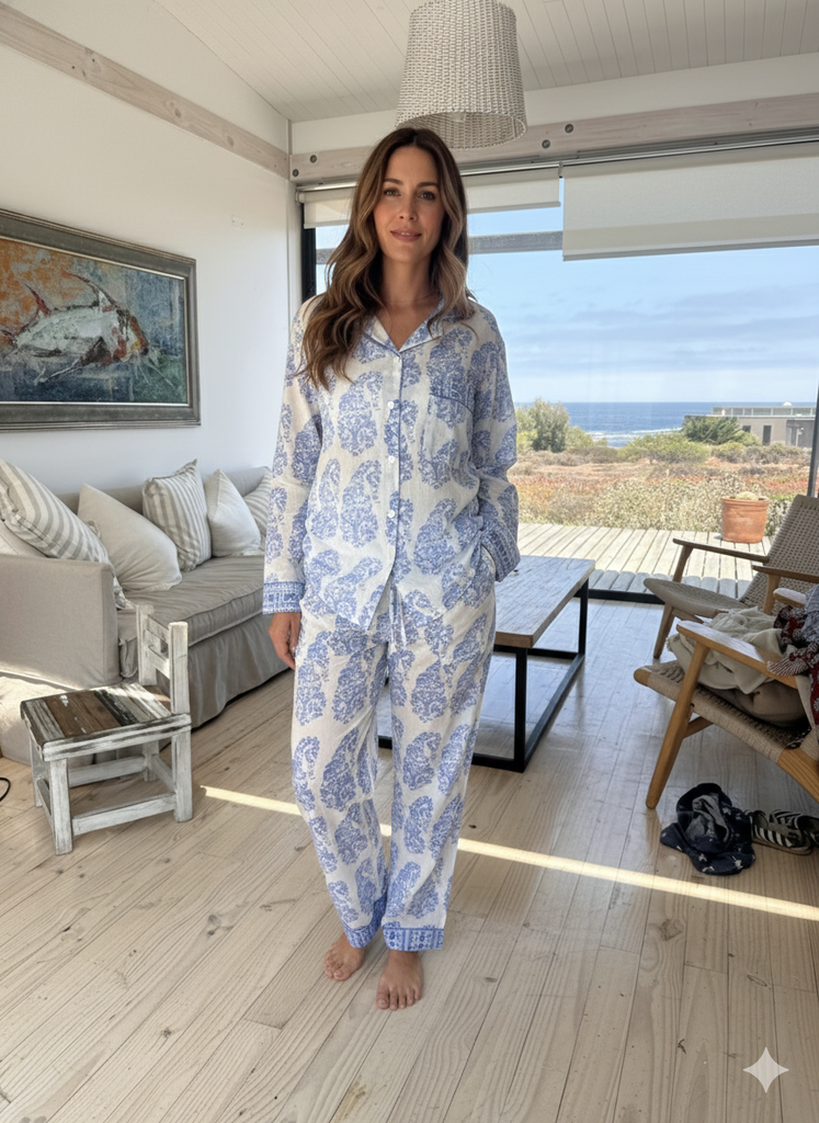 Pijama paisley celeste