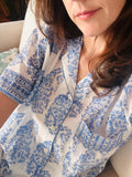 Pijama corto paisley celeste