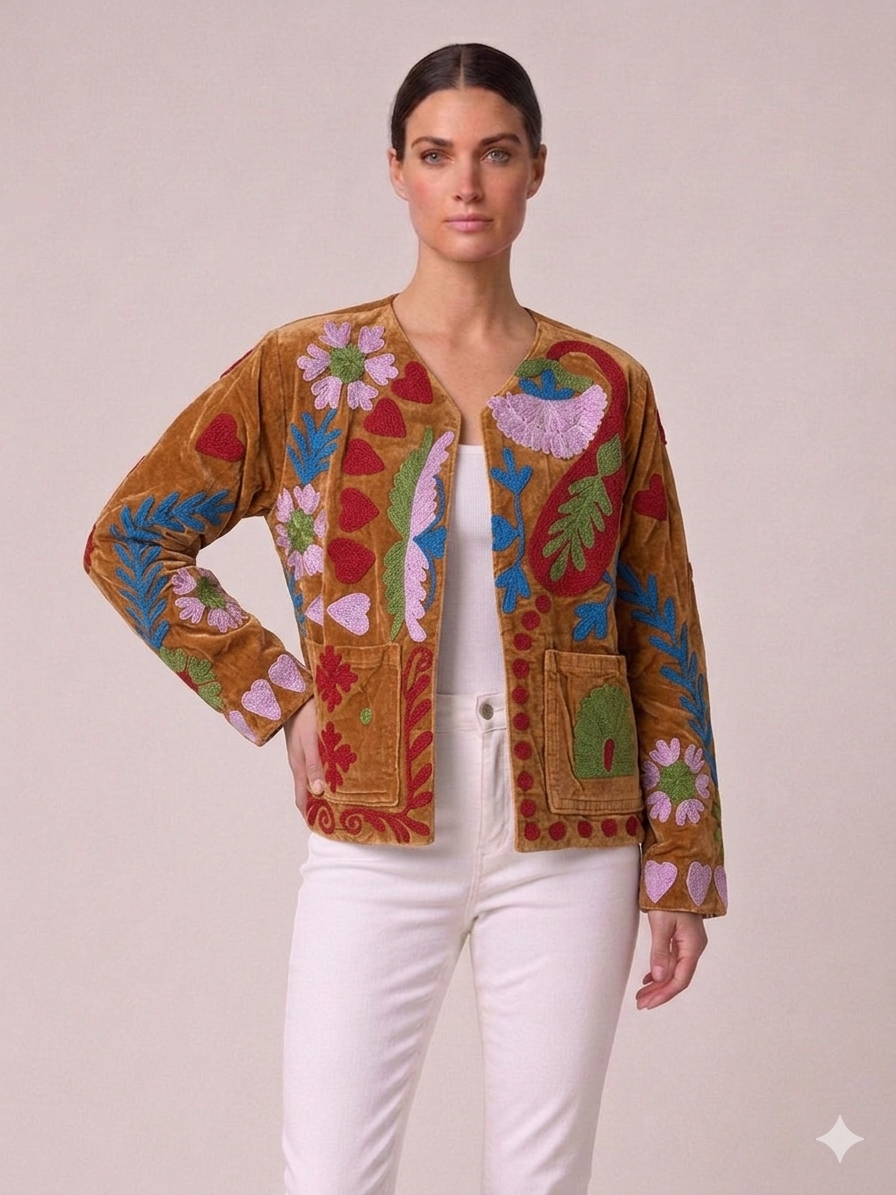 Chaqueta velvet bordada