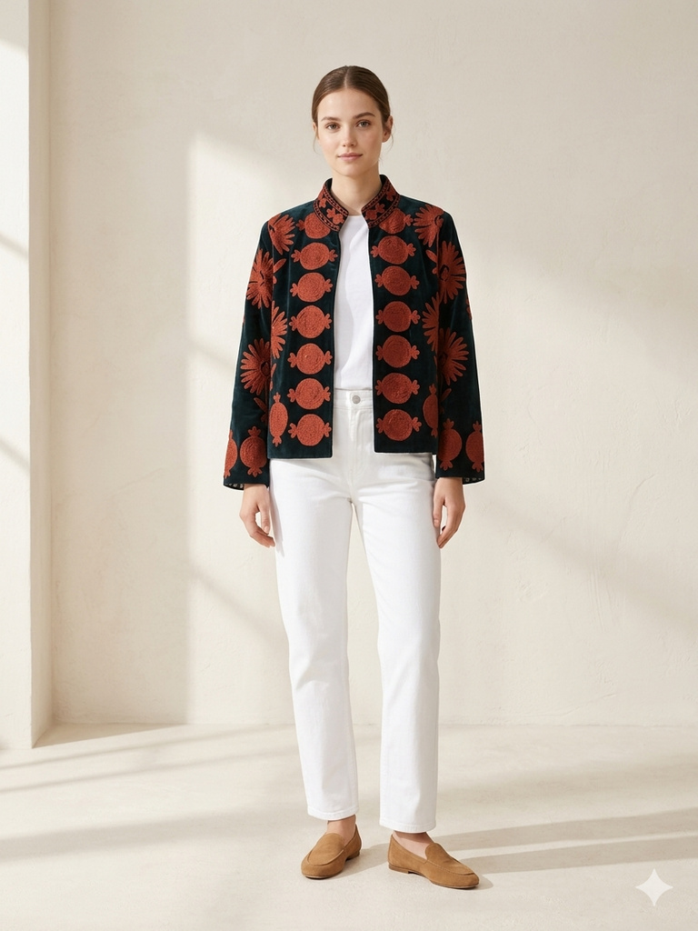 Chaqueta velvet bordada