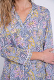 Pijama flores gris 100% aldodón