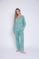 Pijama plumas verdes
