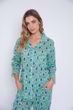 Pijama plumas verdes