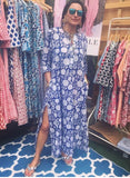 Túnica Yoko Flores Azul