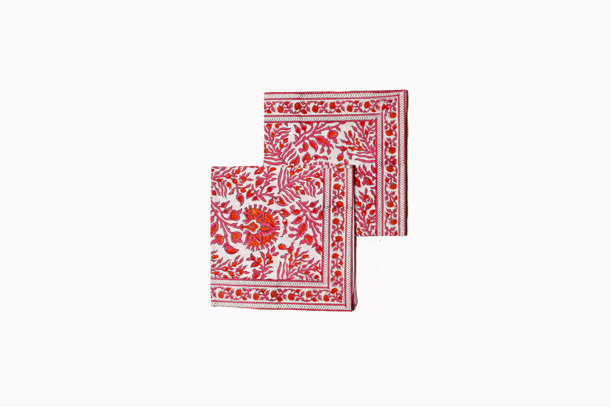 Set 4 Servilletas Flores Naranjas